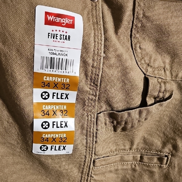 Wrangler NWT Men's Tan Carpenter Pants Size 34 X 32 - Picture 2 of 9
